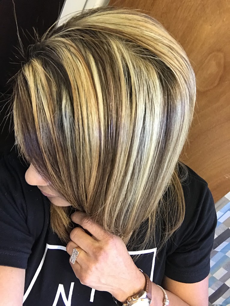 Dimensional blonde highlights